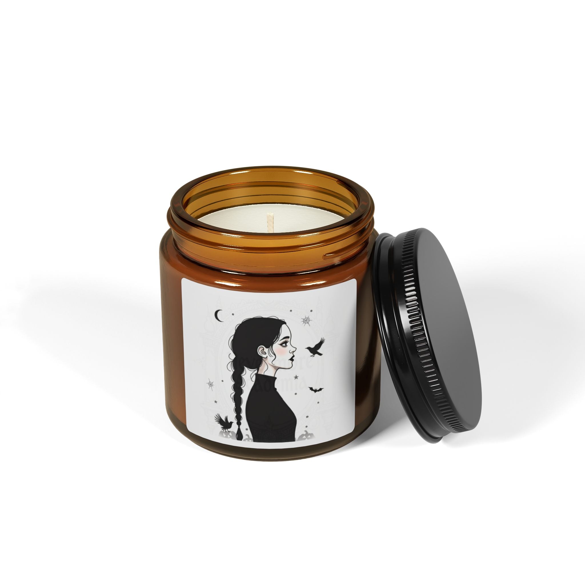Minimalist Gothic Candle Art – Line Art Silhouette with Spooky Boarding School Vibes, Halloween Aesthetic Home Decor, Relaxing Gift, Aromatherapy Candle, Eco-Friendly, Candle for Meditation,