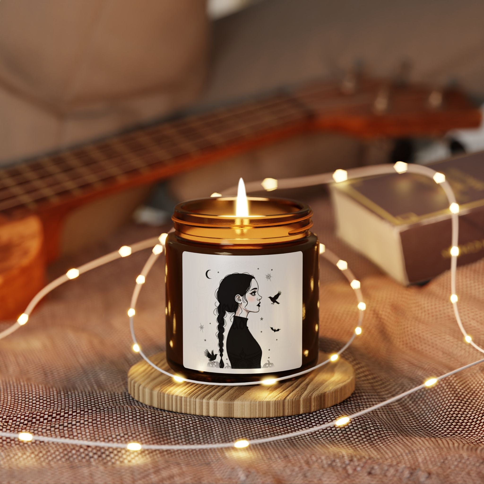 Minimalist Gothic Candle Art – Line Art Silhouette with Spooky Boarding School Vibes, Halloween Aesthetic Home Decor, Relaxing Gift, Aromatherapy Candle, Eco-Friendly, Candle for Meditation,