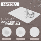 Matdia Stone Drying Mat for Kitchen Counter & Faucet mat for kitchen sink – Super Absorbent - Diatomaceous earth dish drying mat - Non-Slip & Eco-Friendly - Quick drying - (19.6" x 15.7")