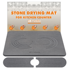 Matdia Stone Drying Mat for Kitchen Counter & Faucet mat for kitchen sink – Super Absorbent - Diatomaceous earth dish drying mat - Non-Slip & Eco-Friendly - Quick drying - (19.6" x 15.7")