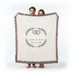 Personalized Wedding Woven Blanket: Custom Initials & Date • 100% Cotton Throw • Engagement & Anniversary Gift