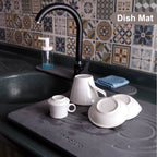 Matdia Stone Drying Mat for Kitchen Counter & Faucet mat for kitchen sink – Super Absorbent - Diatomaceous earth dish drying mat - Non-Slip & Eco-Friendly - Quick drying - (19.6" x 15.7")