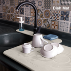 Matdia Stone Drying Mat for Kitchen Counter & Faucet mat for kitchen sink – Super Absorbent - Diatomaceous earth dish drying mat - Non-Slip & Eco-Friendly - Quick drying - (19.6" x 15.7")